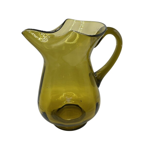 Emploi Other - Vintage Emploi Yellow Translucent 64 Oz Hand Blown 10" Glass Pitcher Italy Used